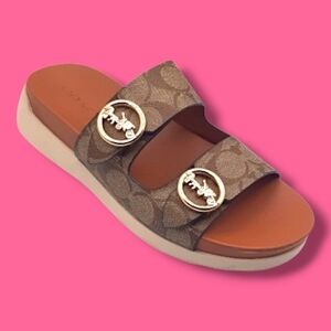 Coach Gable Signature Double Buckle Sandals Size 8B